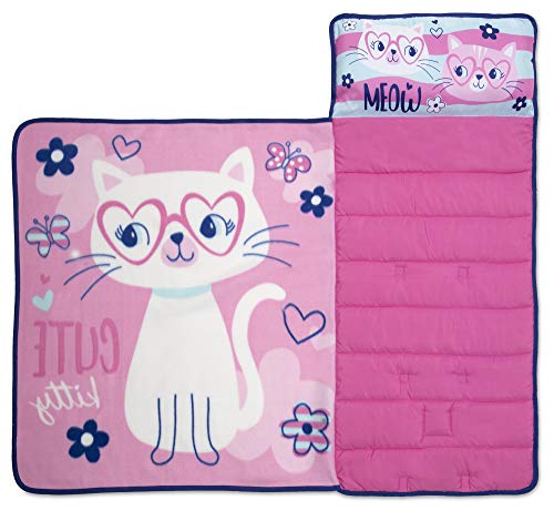 image for Baby Boom Funhouse Cute Kitty Cat Kids Nap Mat Set – Includes Pillow