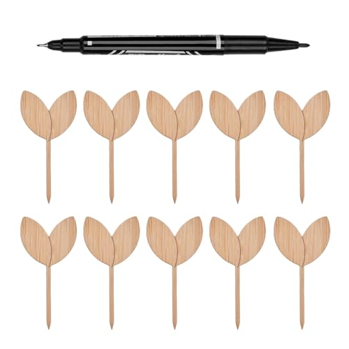 HunicandIU Lot de 10 étiquettes de jardin en bois pour plantes - En forme de T - Marqueurs de jardin, étiquettes de plantes, type T,