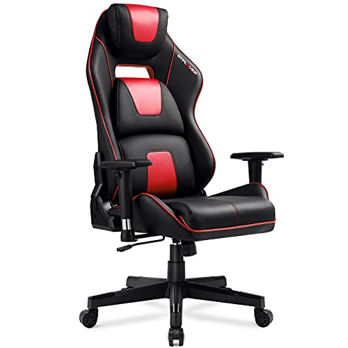 GTPLAYER-Silla-Gaming-Escritorio-Oficina-Ergonomica-para-Ordenador-Cuero-de-PU-con-3D-Reposabrazos-Ajustables-y-Respaldo-Reclinable-Rojo