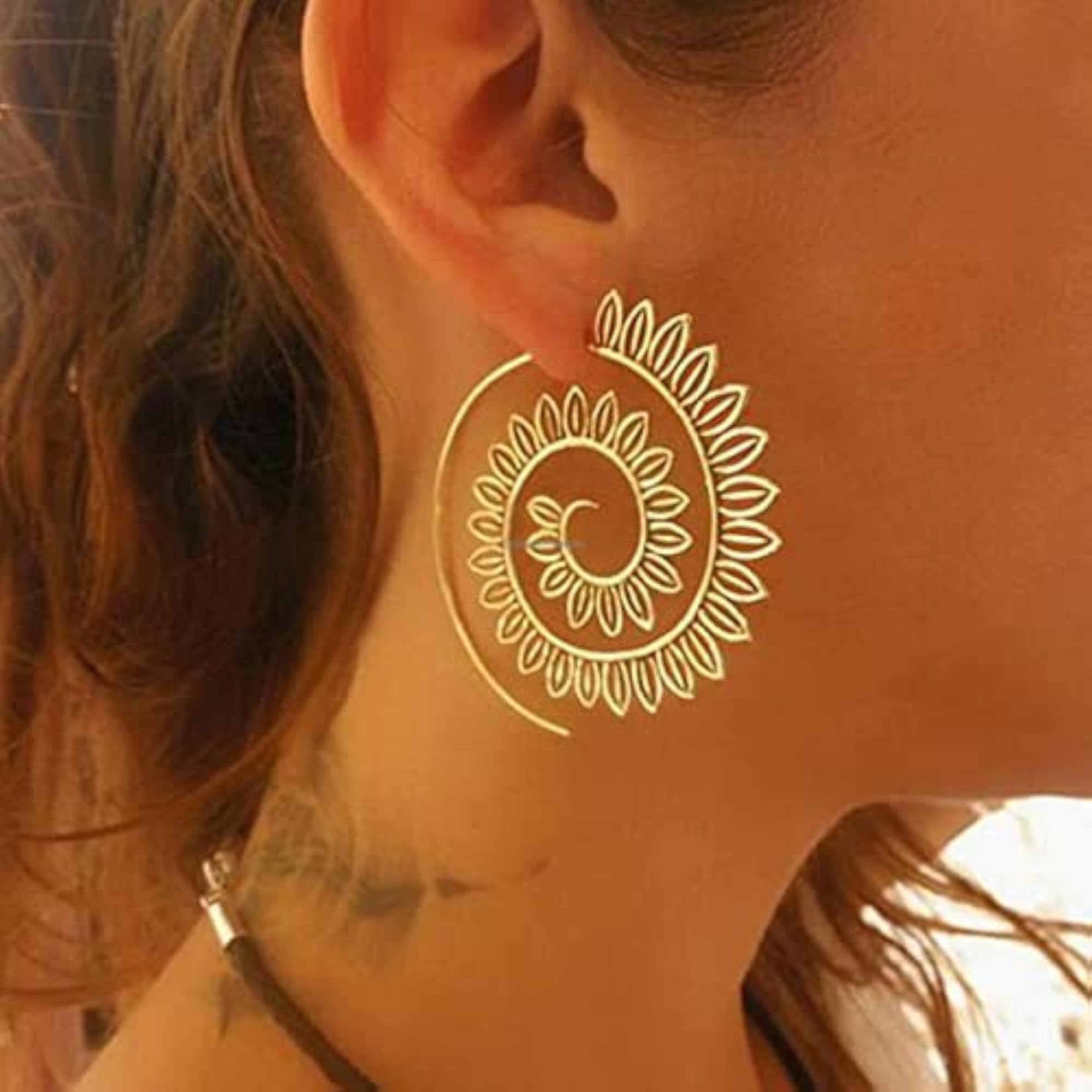 Spiral Plated Circular Drop Earrings