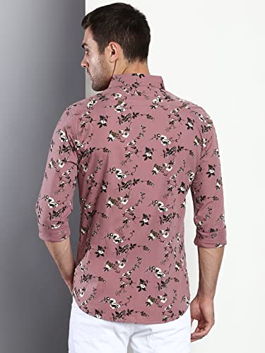 Image of Dennis Lingo Men's Floral Dusty Slim Fit Cotton Casual Shirt with Spread Collar & Full Sleeves