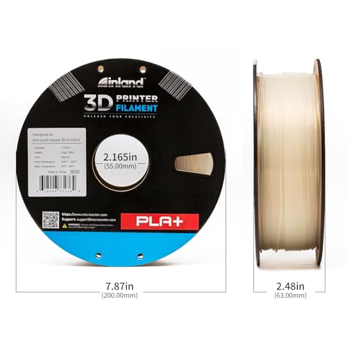 Image of INLAND Micro Center PLA+ 3D Printing Filament 1.75mm - PLA Pro Dimensional Accuracy + /- 0.03 mm - 1 kg Cardboard Spool (2.2 lbs) (1 Pack Natural, 1.75mm)
