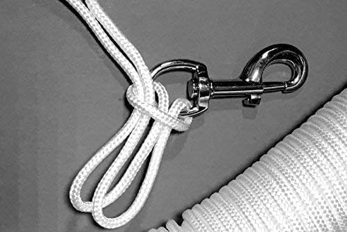 ALAZCO 80 ft. Extra Strong Diamond Braid Polypropylene Multi-Purpose Flag Line Rope - Weather Resistant Shock Absorbent Heavy Duty Poly 1/4’’ Thick – Comes with 2pc Swivel Snap Hooks