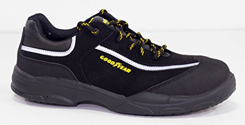 Goodyear G1388601C - Zapatos de Seguridad Unisex - Nobuk Negro S3 SRC - Protección y Durabilidad - Ideal para Diversas Actividades Laborales - Talla 36