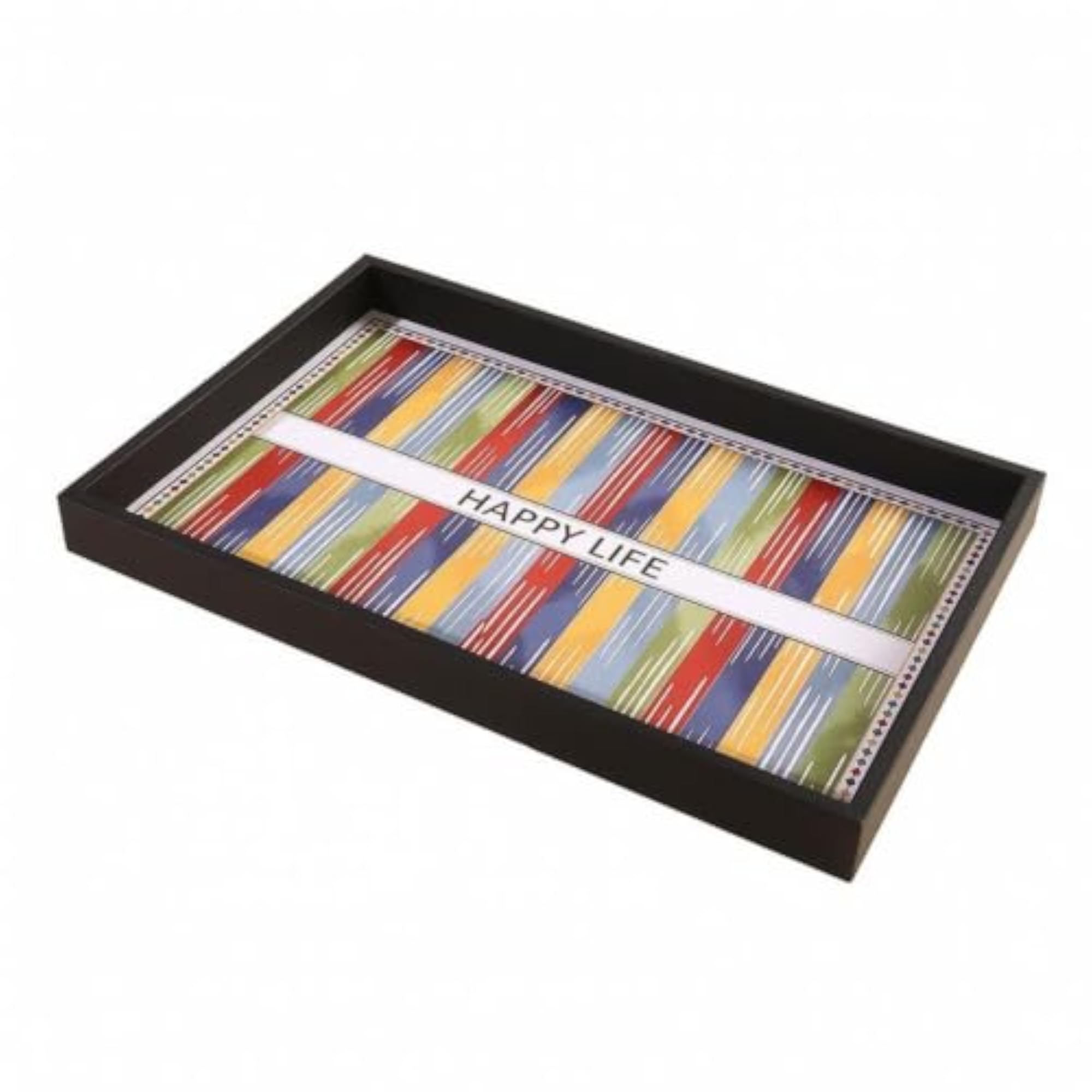 Versatile Printed Storage Tray with Raised Frame, Colorful Accent