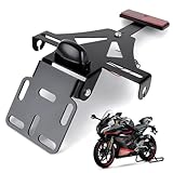 Motorrad Kennzeichenhalter,Universal Nummernschildhalter,Einstellbarer Winkel Motorrad Kennzeichenhalterung,mit Kennzeichen Reflektor,Kompatibel mit Meisten Gängigen Motorradmodellen