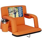 Alpcour Reclining Stadium Seat – Wide Bleacher Chair with Back Support and Cushion, Armrests, Side Pockets, and Bleachers Hook – Best Stadium Seats Chairs for Camping, Kayak, & Paddle Board Backs