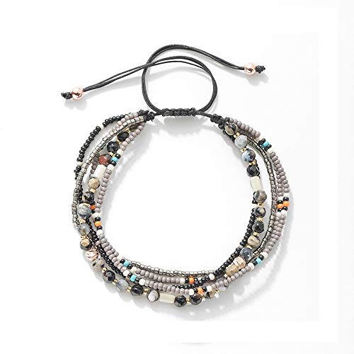 JOYA GIFT Handmade Adjustable Wrap Bracelet Bohemian String Braided Beads Anklets Gifts for Women Girls