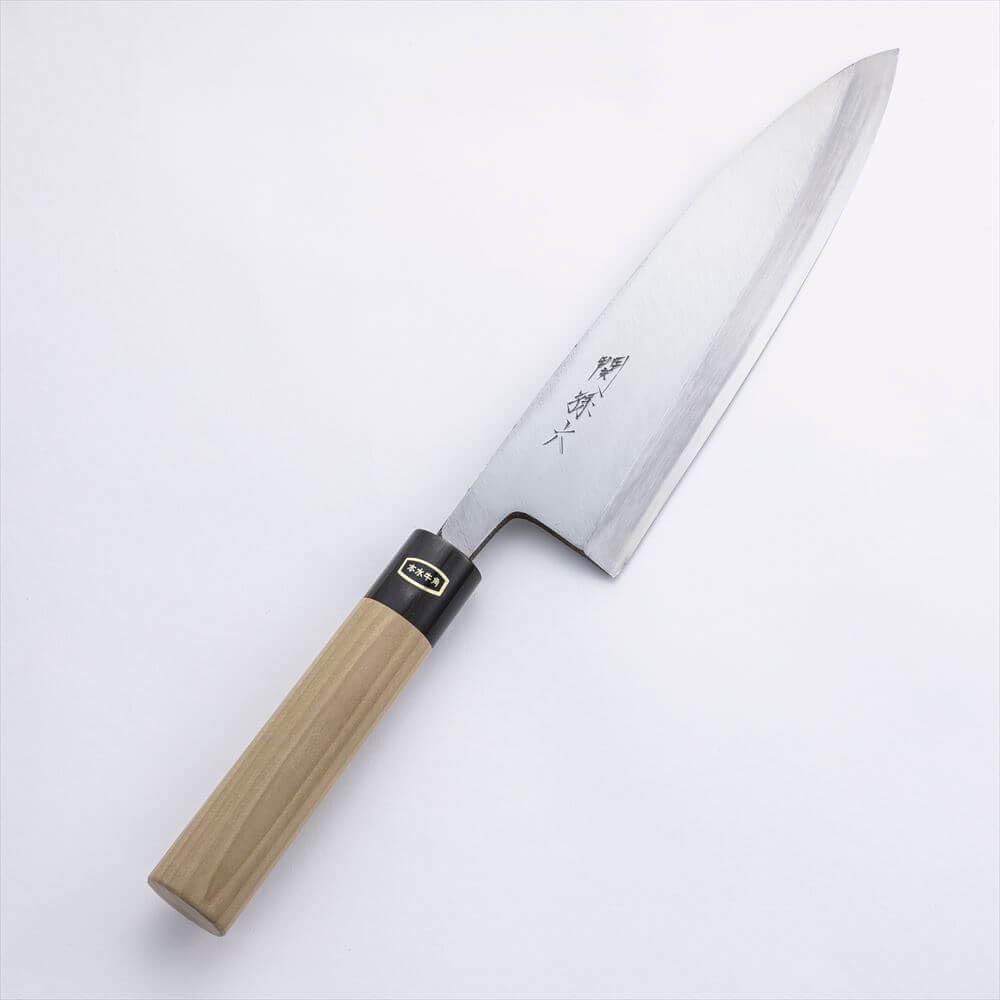 白紙2号 黒打 牛刀包丁 240㎜ G9328 焼栗柄 月光作 白紙2号 黒打 牛刀包丁 240㎜ G9328 焼栗柄 月光作