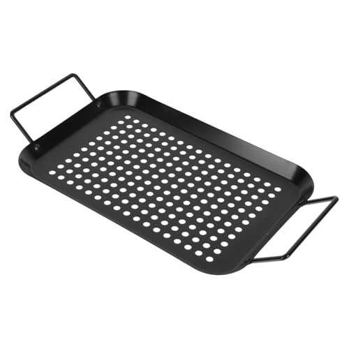 INOOMP Bandeja para Asar Antiadherente Rectangular Mango, Placa De Barbacoa para Cocina Al Aire Libre, Bandeja para Verduras y Carnes, Ligera y Resistente, Fácil De Limpiar