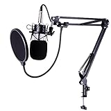AW BM-700 Studio Recording Condenser Microphone & NB-35 Adjustable Suspension Scissor & Shock Mount & Pop Filter