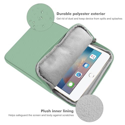 Image of MoKo 7-8 Inch Tablet Sleeve Bag, Polyester Pouch Cover Case Fits iPad mini (A17 Pro) 8.3 inch 2024, iPad mini 6 /5 /4 /3 /2 /1, Samsung Galaxy Tab S2 8.0, Tab A 8.0, ZenPad Z8s 7.9, Dark Green