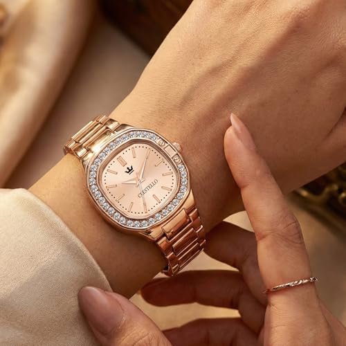 Image of CRESTELLO Brown /Rose Gold /Silver Plated Bracelet Analog Wrist Watch for Women (Brown /Rose Gold /Silver Dial) | 1 Year Warranty* | CR-JWL362-PT