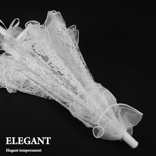 Parasol Mariage Dentelle Blanche Double Couche Brodé Élégant