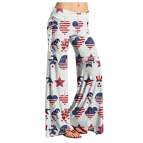 Wanderhose Damen 3/4 Loose Fit Stoffhose Blumenmuster Haremshose Hohe...