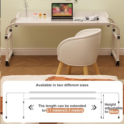 Bureau de lit extensible et table d'appoint mobile réglable à roulettes - 2
