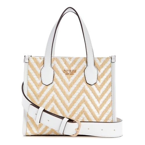 GUESS Silvana Mini Tote White : sac à main bicolore chic pour femme