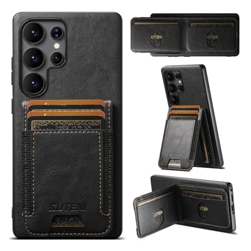 Étui antichoc Samsung Galaxy S24 Plus portefeuille cuir noir rabat aimanté anti-chute