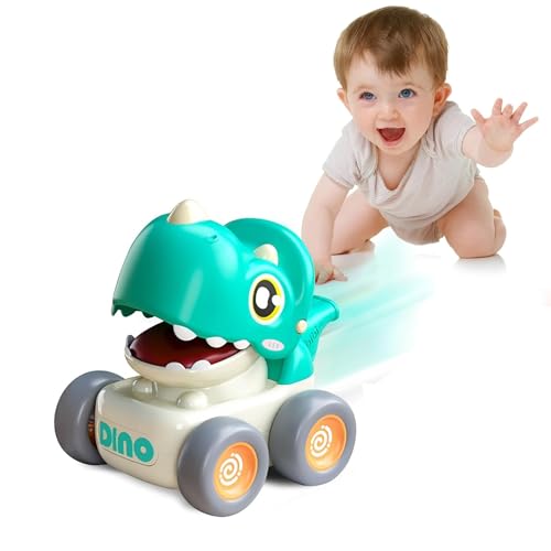 Image of Kidology Dinosaur Cars with Whistle Music for Toddlers, Friction-Powered Dino Cars, Mini Press & Go Vehicles, Montessori Educational Toy for Boys & Girls (Pack of 1-Random Color)