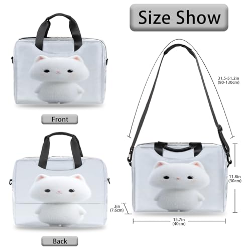 Bolso para portátil impermeable con gato blanco de 16 pulg miniatura 6