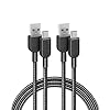 Anker 310 – Cable de carga USB tipo C, cable de carga rápida, cable trenzado USB A a USB C para Samsung Galaxy Note 10 Note 9/S10+ S10, LG V30, cable de 6 pies, 2 unidades (USB 2.0, negro)