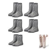 5 Paare Schuhüberzieher Wasserdicht - 10 Stück Regenschutz Schuhe für Damen & Herren, Grau Überschuhe Regen für Wandern, Fahrrad & Festival, Wasserdichte Schuhüberzüge Galoschen, 39x30cm