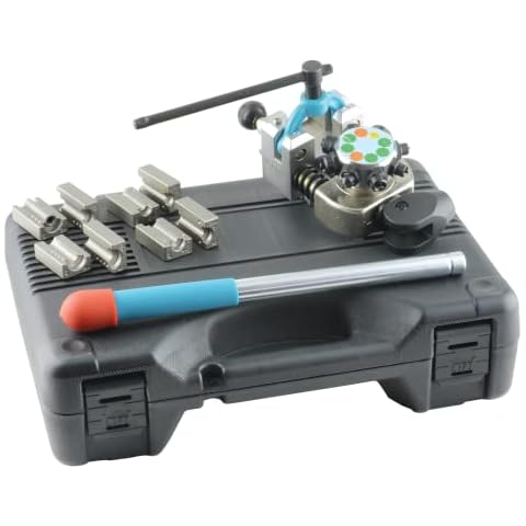 K Tool International 70081 45 Degree Automotive Brake Line Flaring Tool Set for Garages, Repair Shops, and DIY, Single, Double, and Bubble Flares, Vise-Mounted, T-Handle Clamp, Turret-Style Design Cover