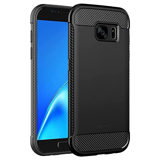 JETech Funda Slim para Samsung Galaxy S7, Carcasa Teléfono Delgado con Absorción de Impacto y Diseño de Fibra de Carbón (Negro)