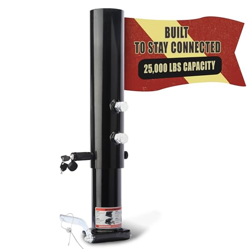TOWGUARD Adjustable Round Tube Gooseneck Coupler Fifth Wheel to Gooseneck Adapter 2-5/16 Trailer Coupler with Remote Release System and Safety Lock Pin Heavy Duty Gooseneck Trailer Coupler