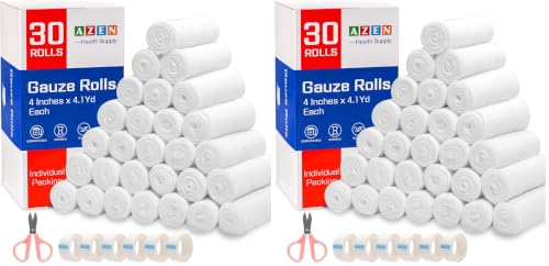 Image of AZEN 60 Pack Gauze Rolls Bandages, 4 in x 4.1 Yards