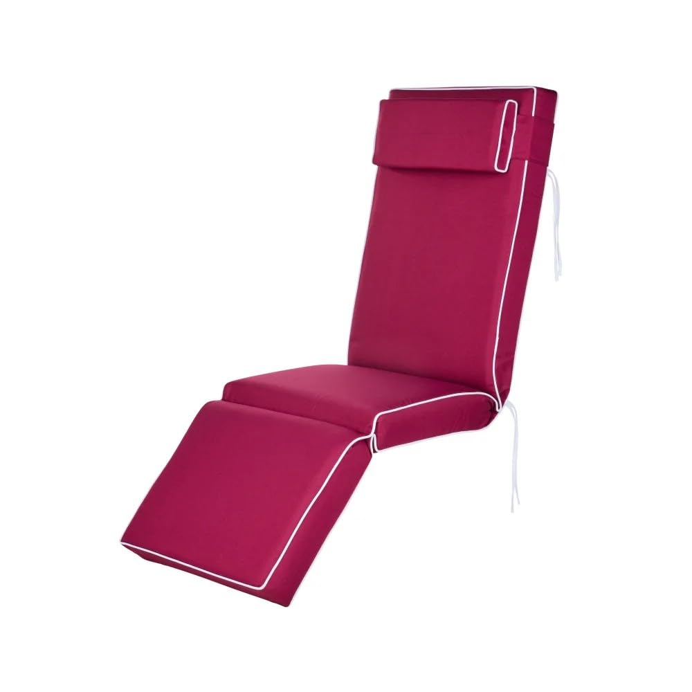 Alfresia Wine Red Relaxer Chair Replacement Cushions, Luxury Seat, Back, Footrest And Headrest Cushion Set For Relaxer Chair Frames (Cushions Only)