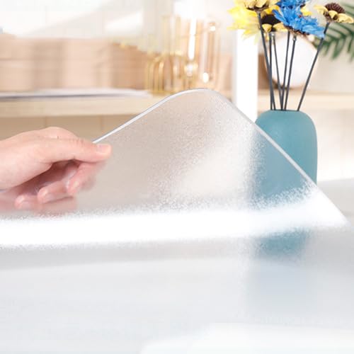 Nappe de table rectangulaire transparente anti-rayure en PVC givré 2mm - 2