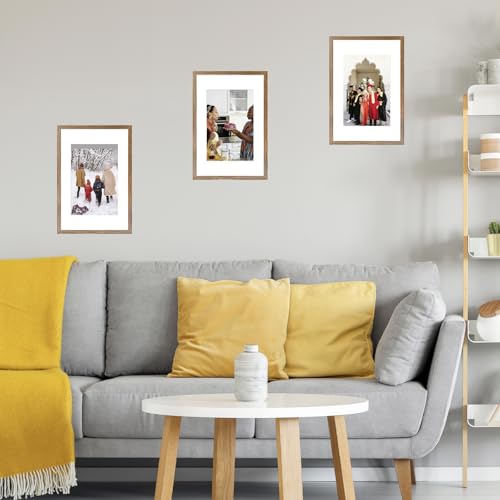 Image of JCJMY 11x17 Picture Frame Rustic Brown with 8x10 Mat, Display Photo 8x10 with Mat or 11 x 17 Without Mat, Wall Hanging Large 11x17 Poster Frame with Shatter Resistant Plexiglass, Rustic Brown