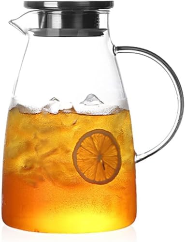 Zxylerホウケイ酸ガラスティーポット 紅茶専用ガラスポット| 直火・電気コンロ対応 耐熱ガラス急須| 茶こし付き ステンレス茶濾し 大容量ガラスピッチャー| 冷蔵庫入れ可能 洗いやすい 家庭用・パーティー用