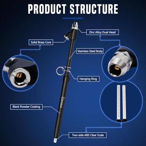 Image of 2-Pack Heavy Duty Dual Head Tire Pressure Gauge (10-150 PSI, 1-10 Bar) for Semi Trucks, RVs, Cars, Motorcycles - 12 Inch