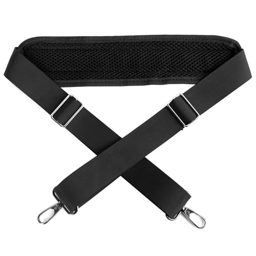 Image of Ameri 52 inch Bag Shoulder Strap, Universal Adjustable Shoulder Belt Replacement Laptop Bag Shoulder Strap with Padded Metal Hooks for Briefcase Computer Messenger Bag Laptop Case, Black