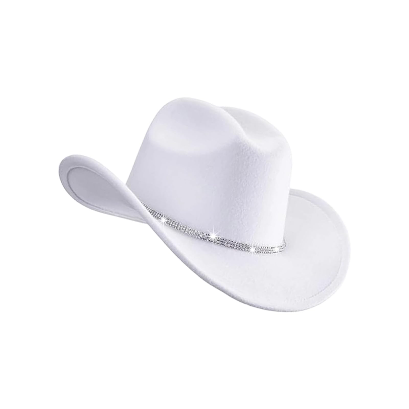 MICFENY Breathable Cowgirl Hats for Men Women Triple Rhinestones Accents Practical Acrylic Fabric Music Festival Camping Essenti