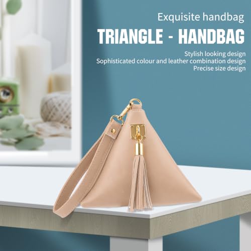Image of Women Synthetic Leather Clutch Wallet Triangle Wristlet Purse with Wrist Strap