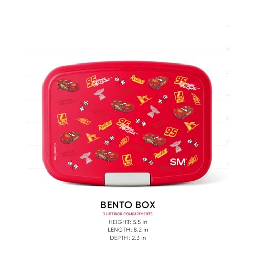 Image of Simple Modern Disney Porter Bento Lunch Box | BPA Free, Leak-Resistant, Dishwasher Safe | Lunch Container for Girls, Boys, Toddlers, Kids | 3 Compartments, Cars Lightning Speed