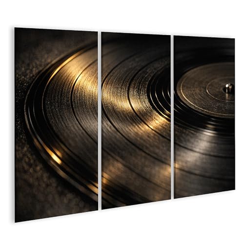 Tableau vinyle brillant islandburner : triptyque 3 pièces pour les amateurs de musique