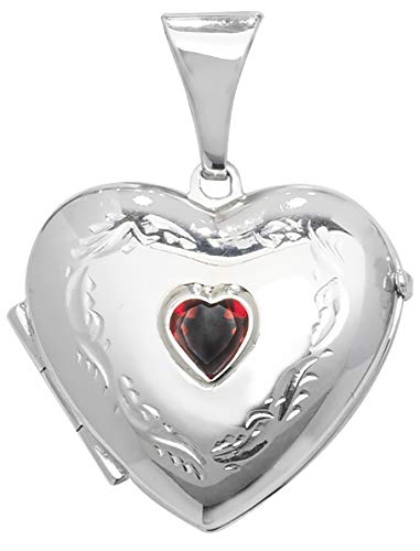 Médaillon Coeur Argent fin 925 Grenat véritable pendentif femme WJS14173