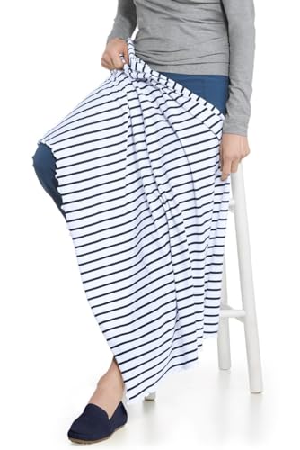 Image of Coolibar Sun Blanket - UPF 50+ Sun Protection - Savannah in White/Navy Stripe
