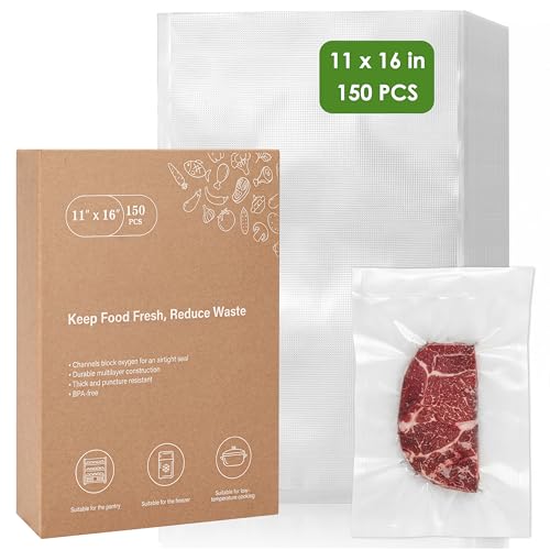 Image of Moretoes 150pcs Vacuum Sealer Bags, Food Saver Bags Gallon 11 inch x 16 inch, BPA Free, Pre-cut Commercial Grade Vac Bags for Food Storage, Meal Prep or Sous Vide