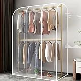 180cm/71" Extra-Tall Clothes Rack Cover for Double Hanging Rods, Waterproof&Dustproof Garment Rail Protector with Zipper, Clear Coat Storage Bag for Long Dresses, Jackets&Suits (L100cm(39inch))