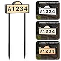 Quntis Solar Address Signs for House, Waterproof House Numbers for Outside Light Up, Cold/Warm/Daylight White Address Plaque Outdoor LED Illuminated, Wall Mounted/In Ground 2 Ways for Home Yard Street