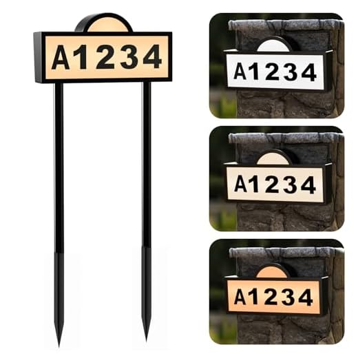 Quntis Solar Address Signs for House, Waterproof House Numbers for Outside Light Up, Cold/Warm/Daylight White Address Plaque Outdoor LED Illuminated, Wall Mounted/In Ground 2 Ways for Home Yard Street