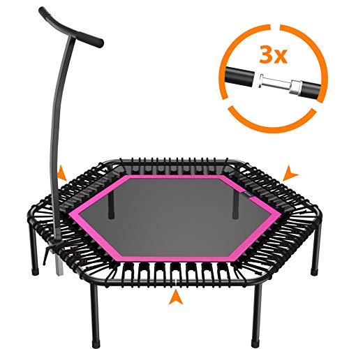 bellicon GO Jumping Fitness Trampolin (schwarz/pink) ø137cm mit Stange | Intensiv Trainieren mit Patentierten Seilringen… – Bild 4