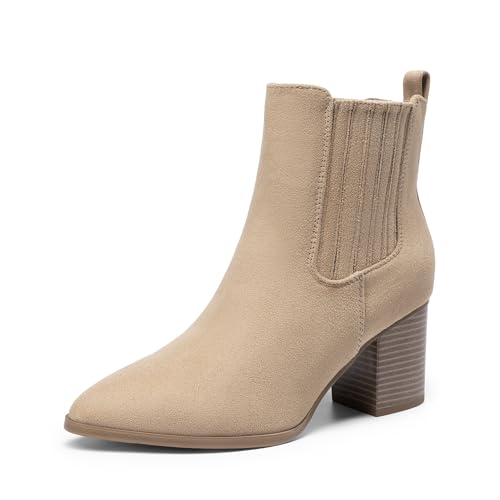 DREAM PAIRS Women's Ankle Boots Pointed Toe Chunky Block Heel Ank...