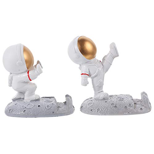 Amosfun 2 Peças Astronauta Estátua de Resina Planeta Estátuas Mesa Astronauta Figura Escultura Estat