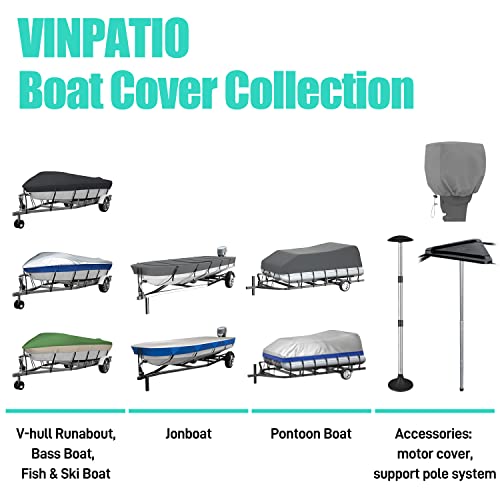 Vinpatio Outboard Motor Cover, 600D Heavy Duty Waterproof Boat Motor Cover Boat Engine Hood Covers- Fit For Motor 115-250 Hp #TOP1